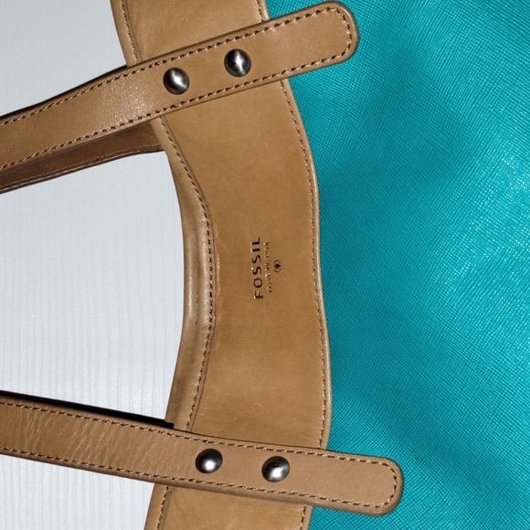 Vintage Fossil Turquoise Totale Bag Leather And Canvas - Picture 4 of 17